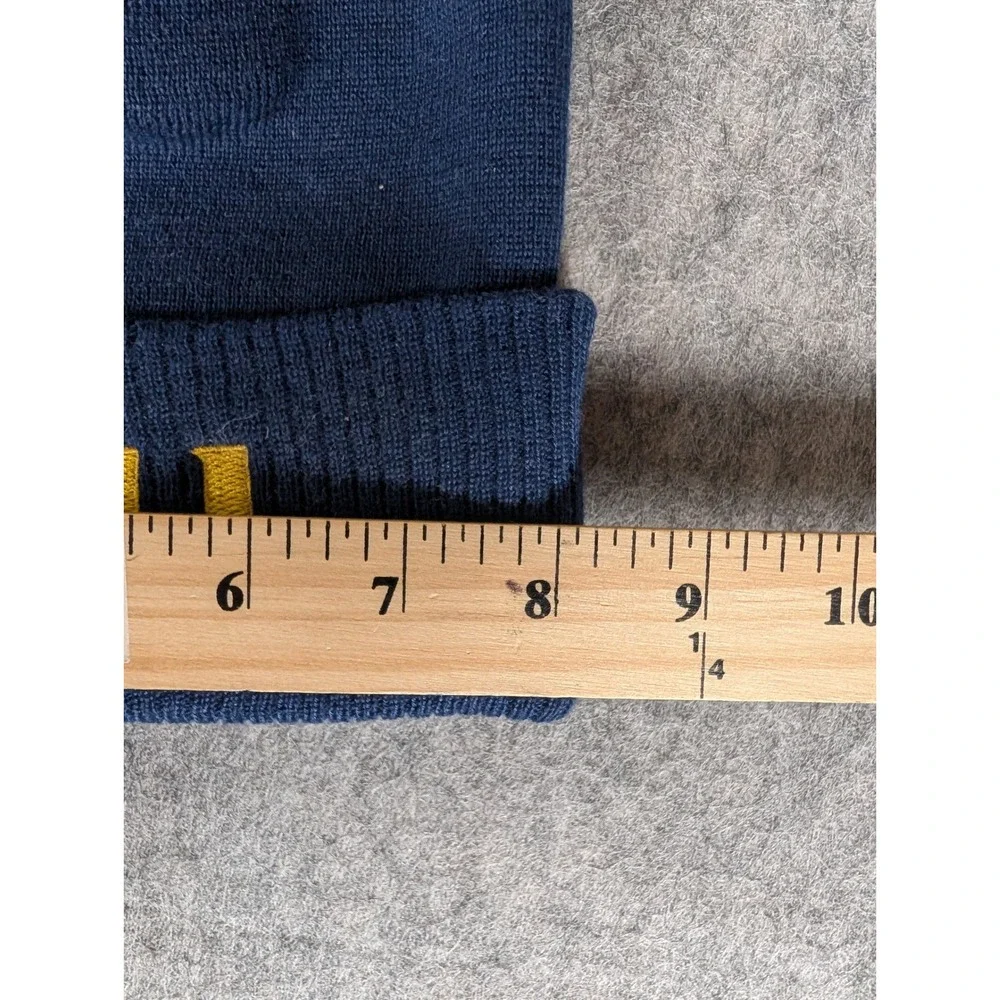 Adidas NAU‎ Football Beanie Hat Navy Blue Yellow Pom Knit Cuffed Lumberjacks